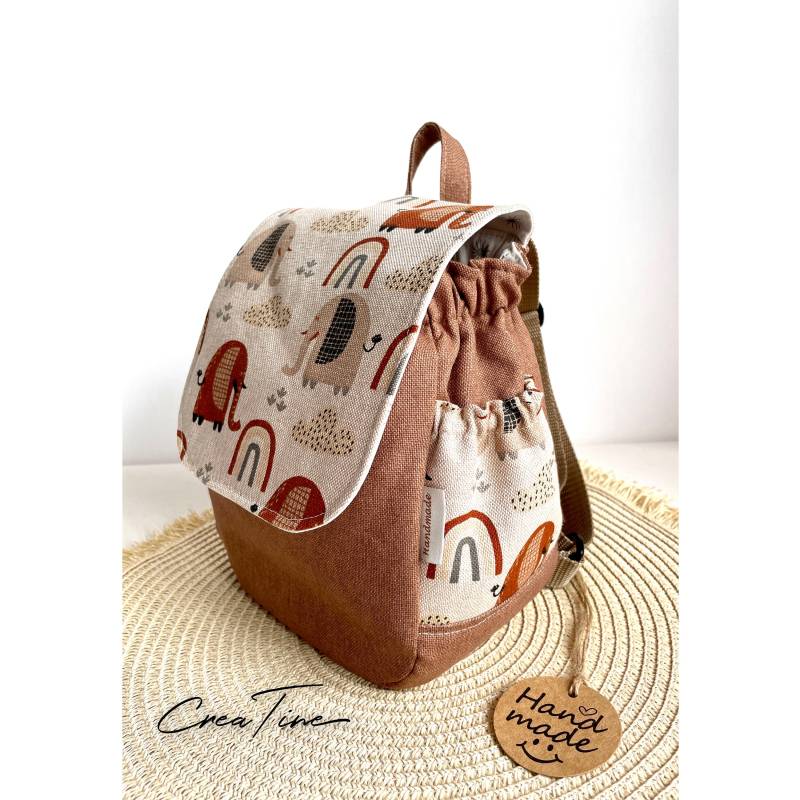 Mini Kinderrucksack/Elefanten Regenbogen Natur/Kitarucksack/Krippenrucksack Personalisiert/Kleinkind Rucksack Ab 1 Jahr/Klett von CreaTineHandmade