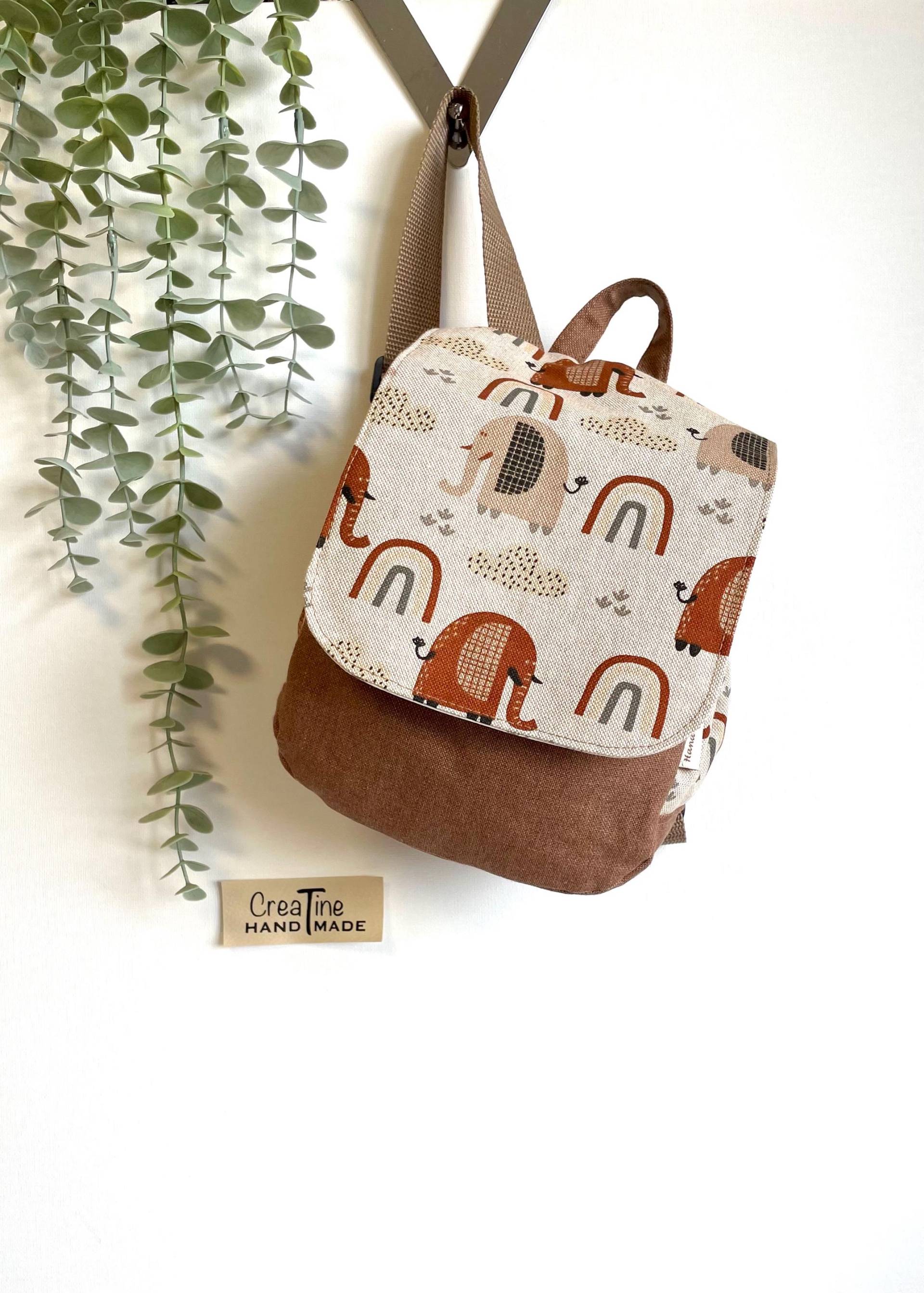 Mini Kinderrucksack Elefanten & Regenbogen - Kita Rucksack Krippenrucksack Kindergarten Geschenk Zum 1. Geburtstag Personalisierbar von CreaTineHandmade