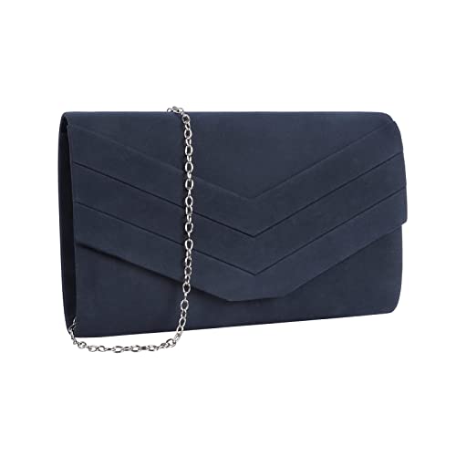 Creaher Clutch Damen Dunkelblau, Clutch Bag Elegante Abendtasche Hochzeit Tasche Crossbody Schultertasche Unterarmtasche Mädchen für Abschlussball Wedding Party von Creaher