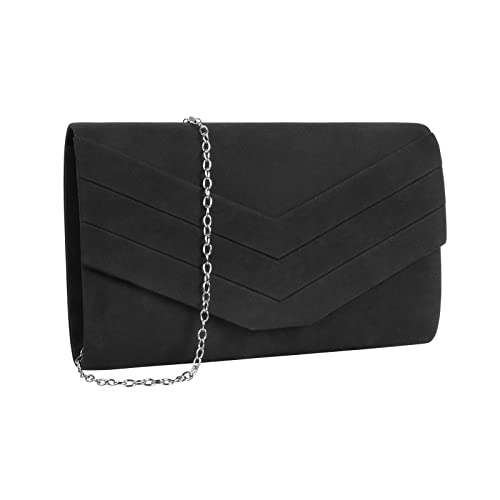 Creaher Clutch Schwarz Damen, Clutch Bag Elegante Abendtasche Hochzeit Tasche Crossbody Schultertasche Unterarmtasche Mädchen für Abschlussball Wedding Party von Creaher