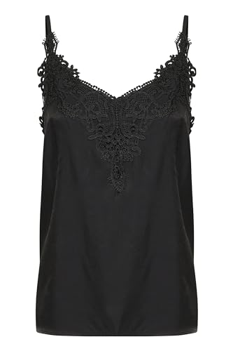 Cream Ärmellose Bluse CRAnna Damen Bluse Spitzen Spaghetti Top Ärmellose Tank Top 42, Pitch Black von Cream