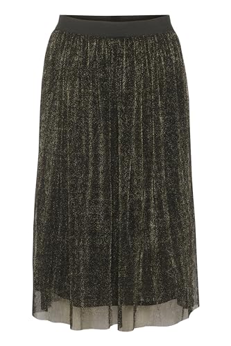 Cream CRThine Skirt Damen Rock Plissee Glitzer Tüllrock Transparent Plisseerock Elegant Skirt Black W. Gold Glitter M von Cream