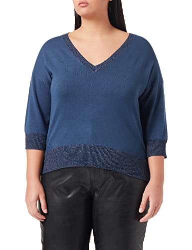 Cream Damen Simona V-Neck Pullover, Blau (Dark Denim 61689), 32 (Herstellergröße: L) von Cream