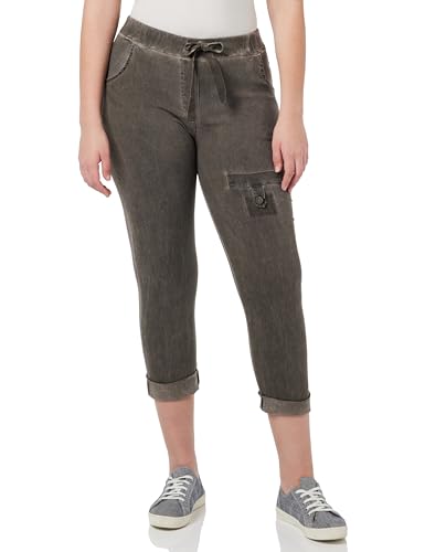 Cream Damen Women's Casual Pants Folded Cuffs Slim Fit Elastic Drawstring Waist Hose, Warm Grey Dye Wash, von Cream