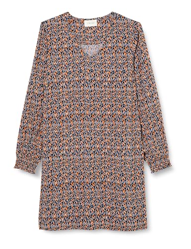 Cream Damen Women's Dress V-Neck Relaxed Fit Printed Long Sleeves Above Knee Length Kleid, Geo Gibratar Sea, 38 von Cream