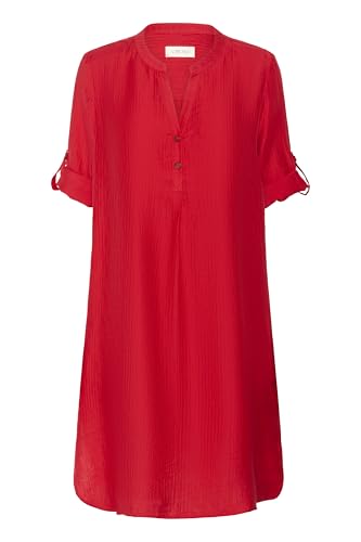 Cream Damen Women's Dress V-Notch Neck Relaxed Fit 3/4 Sleeves Mid-Thigh Length Kleid, Rot (High Risk Red), 36 von Cream