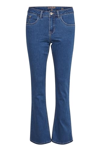 Cream Damen Women's Jeans Slim Fit Bootcut Legs Midrise Waist Regular Waistband Jeans, Indigo Blue Denim, von Cream