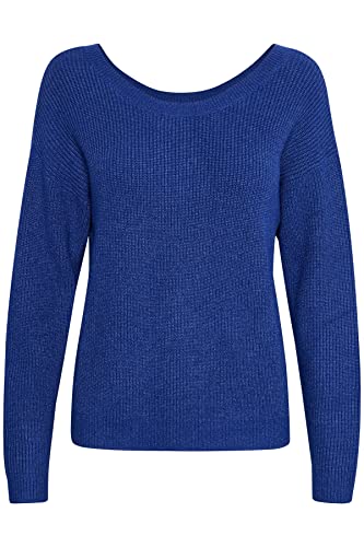 Cream Damen Women's Knitted Sweater Deep Back Long Sleeves Pullover, Sodalite Blue Melange, XL von Cream