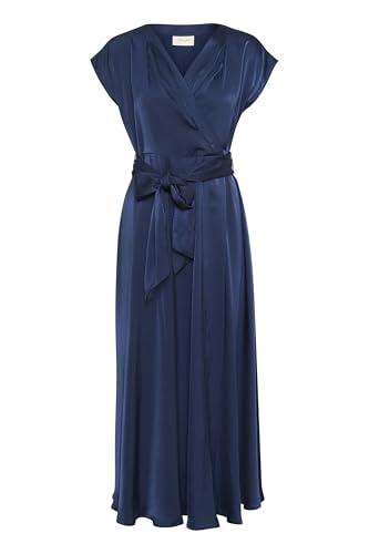 Cream Damen Women's Maxi Dress Formal V-Neck Short Sleeves Tying Belt Ankle Length Kleid, Navy Blazer, 38 von Cream