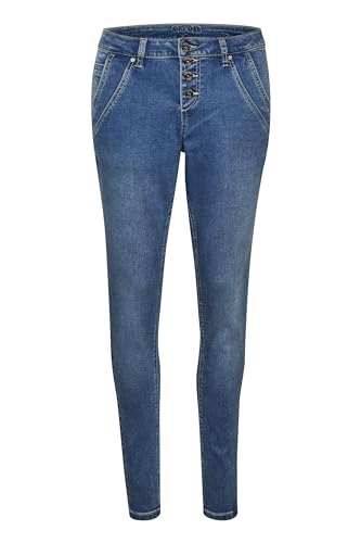 Cream Jeans CRSandy Damen Jeans mit Knopfleiste Curved Fit Casual Damenjeans Boyfriend Denim Hose Rich Blue Denim 29 von Cream