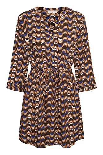 Cream Damen Women's Short Dress Tunic 3/4 Sleeves Tie Waist V-Neck Printed Lässiges Kleid, Sodalite Blue Geometric, 34 von Cream