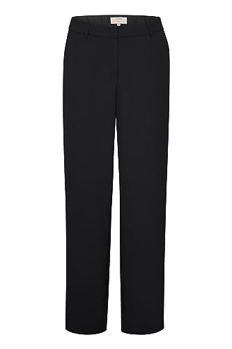 Cream Damen Women's Trousers Wide Legs Pockets Elasticated Waist Zip and Button Fastening Hose, Pitch Black, 40 von Cream