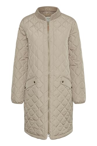 Cream Jacke ArwenCR Jacke Damen Gesteppte Lange Mantel Langarm Steppjacke 44, Silver Mink von Cream