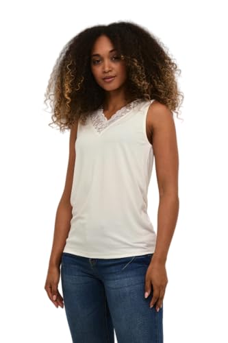 Cream Jerseytop CRTrulla Damen Jerseytop mit Spitze V-Ausschnitt Ärmellos Tanktop Snow White L von Cream