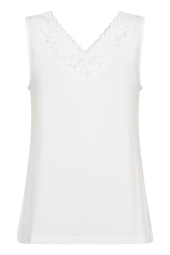 Cream Jerseytop CRTrulla Damen Jerseytop mit Spitze V-Ausschnitt Ärmellos Tanktop M, Snow White von Cream