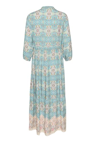 Cream Kleid CRAlora Damen Kleid 3/4 Arm Print Maxikleid Casual Maxi A-Linie Boho L/XL, Turquise Tile Print von Cream