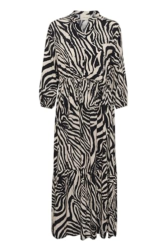 Cream Kleid CRAlora Damen Kleid 3/4 Arm Print Maxikleid Casual Maxi A-Linie Boho S/M, Wild Animal Stripes von Cream