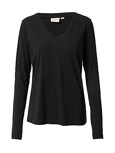 Cream Langarm-Shirt Naia Damen Langarmshirt V-Ausschnitt Basic Shirt Pitch Black S von Cream