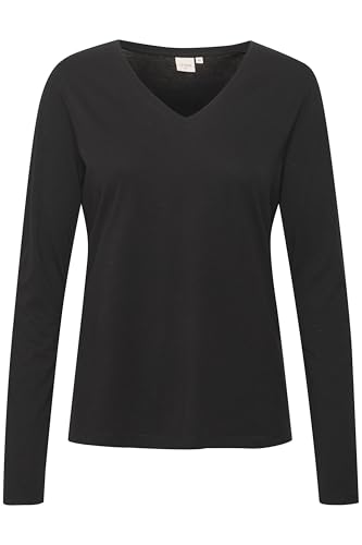 Cream Langarm-Shirt Naia Damen Langarmshirt V-Ausschnitt Basic Shirt S, Pitch Black von Cream