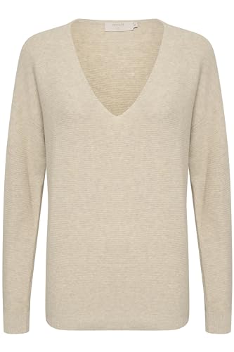 Cream Strickpullover CRSillar Damen Strickpullover Langarm V-Ausschnitt Casual Pullover Oat Melange XL von Cream