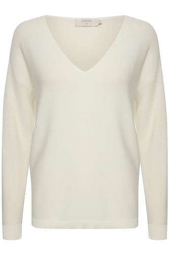 Cream Strickpullover CRSillar Damen Strickpullover Langarm V-Ausschnitt Casual Pullover M, Snow White von Cream