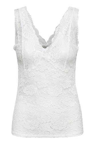 Cream T-Shirt Glaze Damen T-Shirt mit Spitze Elegant Oberteile Ärmelloses Tanktop Spitzentop M, Optical White von Cream