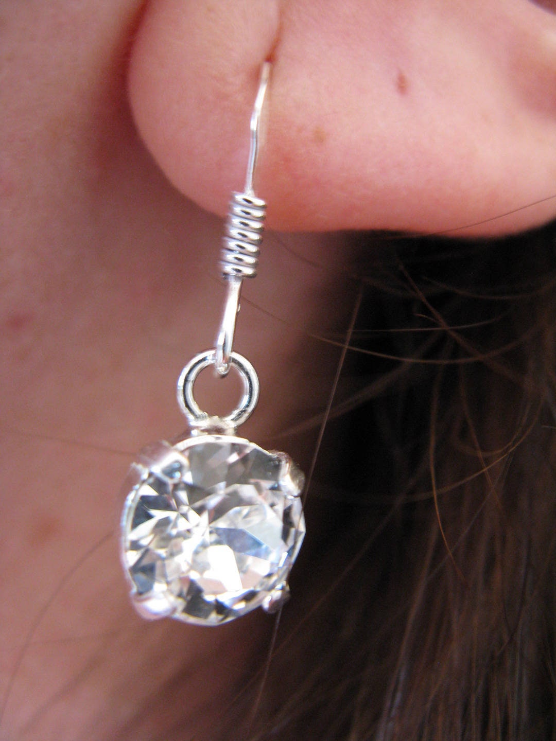 Ohrringe Aus 925Er Silber, Swarovski-Kristall, 8 Mm Ohrringe Aus 925Er Silber, Swarovski-Kristall, 8 Mm von Creamelanie