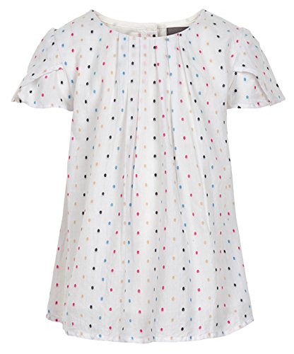 Creamie Luftig leichte Tunika in Weiß mit bunten Punkten und kurzem Volantärmel 820697 (128) von Creamie