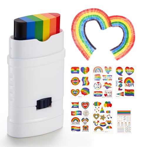 Creamify Regenbogenstifte Set mit Pride Sticker, Pride Face Paint Dehnbar, LGBTQ Regenbogen Schminke, Gay Pride Schminke, Regenbogen Deko, Regenbogen Flag für Pride Party, Paraden, Monat des Stolzes von Creamify