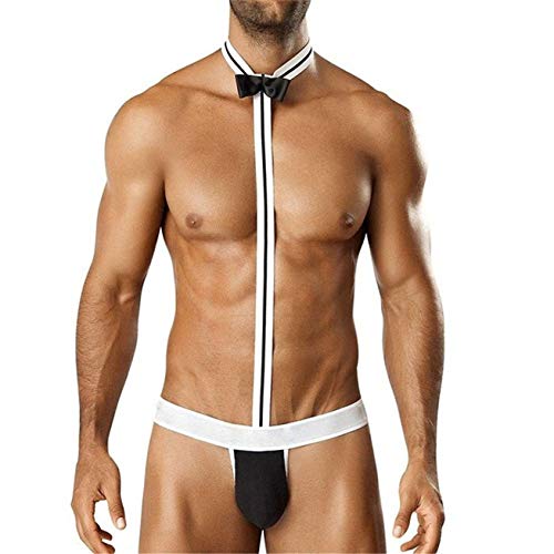 Creamlin Herren Sexy Mankini Beach Swimwear Hosenträger Tanga Kellner Borat Unterwäsche (Schwarz) von Creamlin