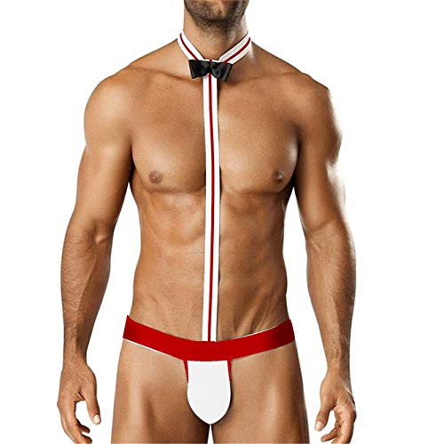 Creamlin Herren Sexy Mankini Beach Swimwear Hosenträger Tanga Kellner Borat Unterwäsche (rot) von Creamlin