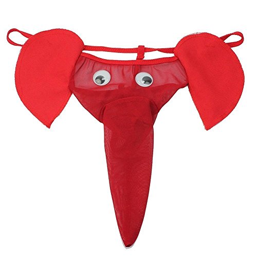 Creamlin Sexy Männer Elefanten Unterwäsche Pouch Slips Strings Lustige G-String Lover Geschenk (Rot) von Creamlin