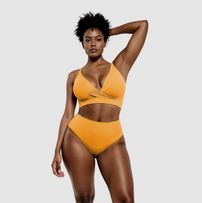 Creamy Fabrics Badeanzug Twist Bikini mit Shaping Bikinihose-Neon Orange-L von Creamy Fabrics