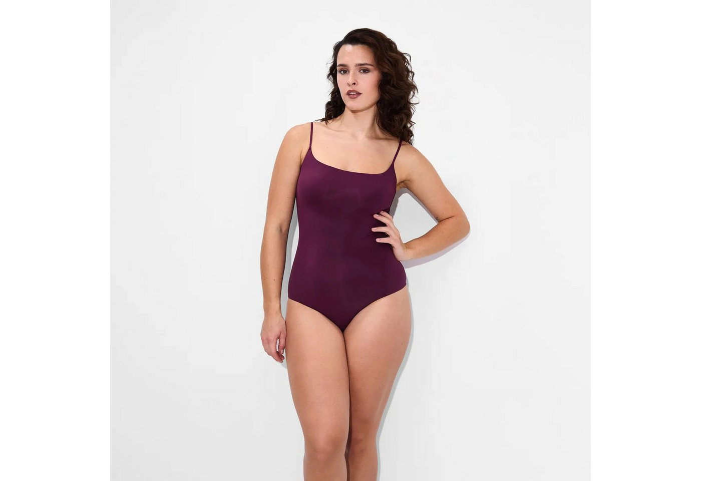 Creamy Fabrics Miederbody Cami Bodysuit String-Burgundy-3XL (1-tlg) Figurformend von Creamy Fabrics