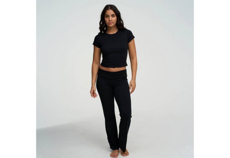 Creamy Fabrics Hausanzug Cotton Flared Bootcut Leggings-Schwarz-XS (1 tlg) von Creamy Fabrics