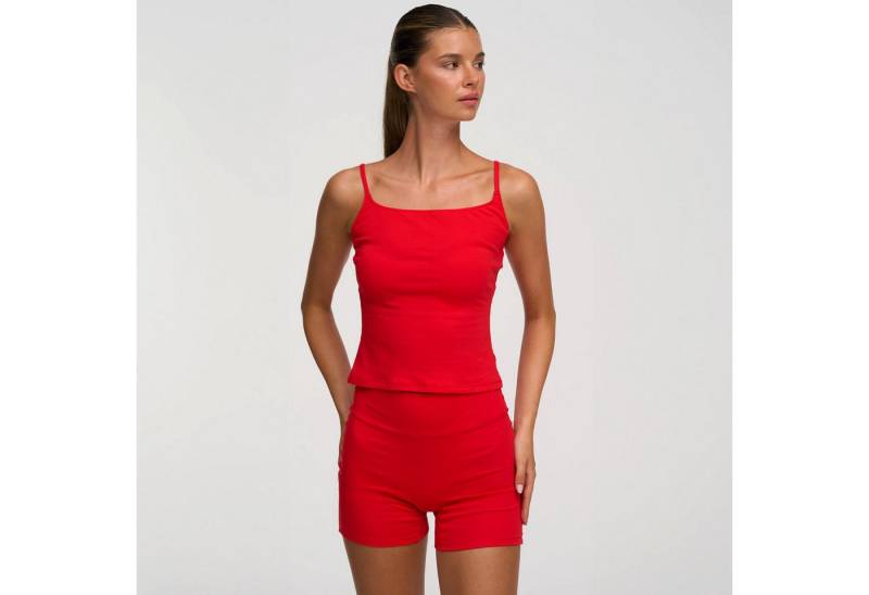 Creamy Fabrics Hausanzug Cotton High-Waist Shorts-Fire Red-XL (1 tlg) von Creamy Fabrics