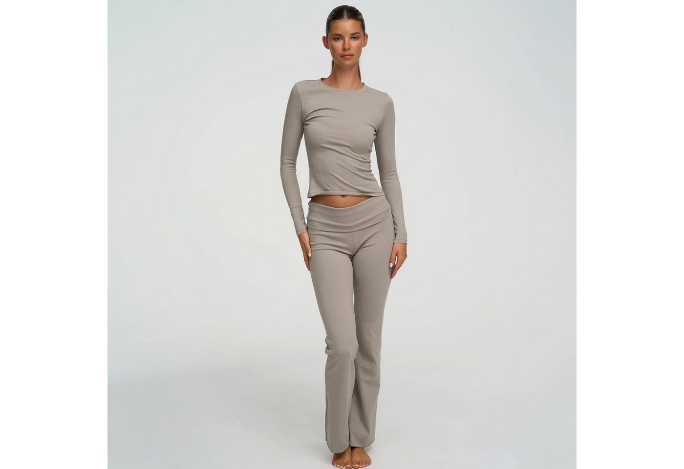 Creamy Fabrics Hausanzug Cotton Longsleeve-Ash Grey-L (1 tlg) von Creamy Fabrics