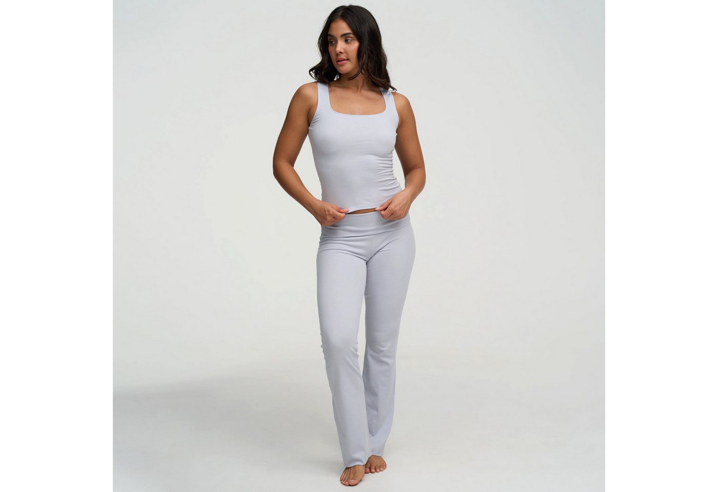 Creamy Fabrics Hausanzug Cotton Tanktop mit eckigem Ausschnitt-Artic Ice-L (1 tlg) von Creamy Fabrics