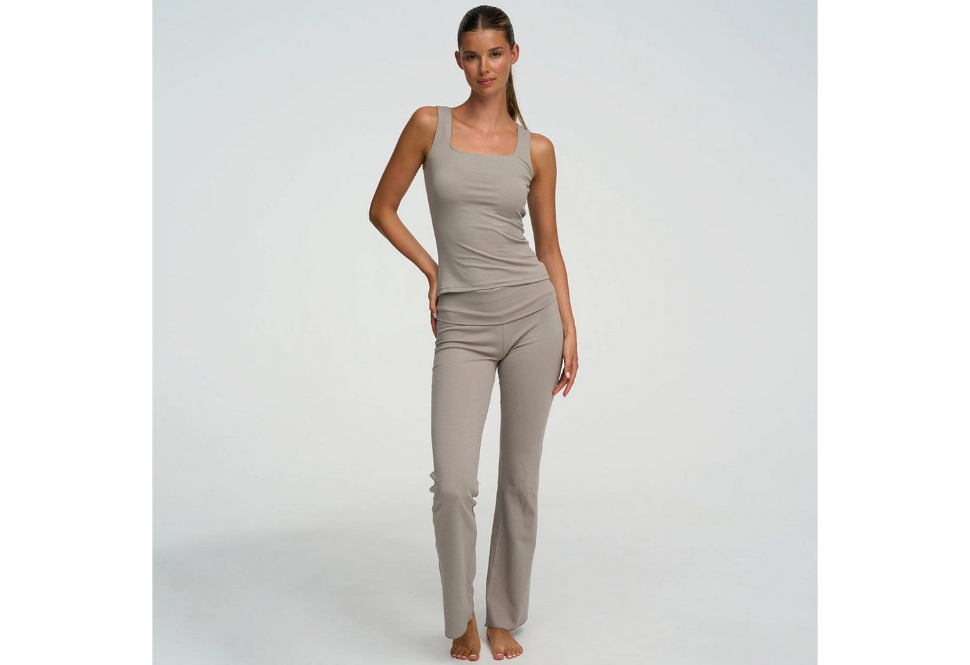 Creamy Fabrics Hausanzug Cotton Tanktop mit eckigem Ausschnitt-Ash Grey-M (1 tlg) von Creamy Fabrics