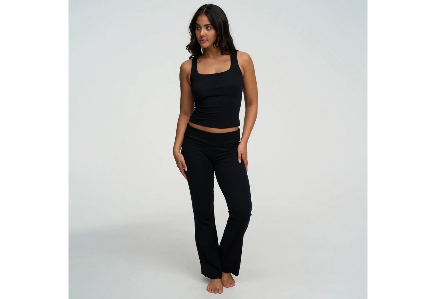 Creamy Fabrics Hausanzug Cotton Tanktop mit eckigem Ausschnitt-Schwarz-XL (1 tlg) von Creamy Fabrics