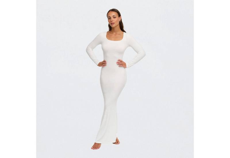 Creamy Fabrics Jerseykleid Ribbed Long Sleeve Maxikleid-Snow White-XL (1-tlg) von Creamy Fabrics