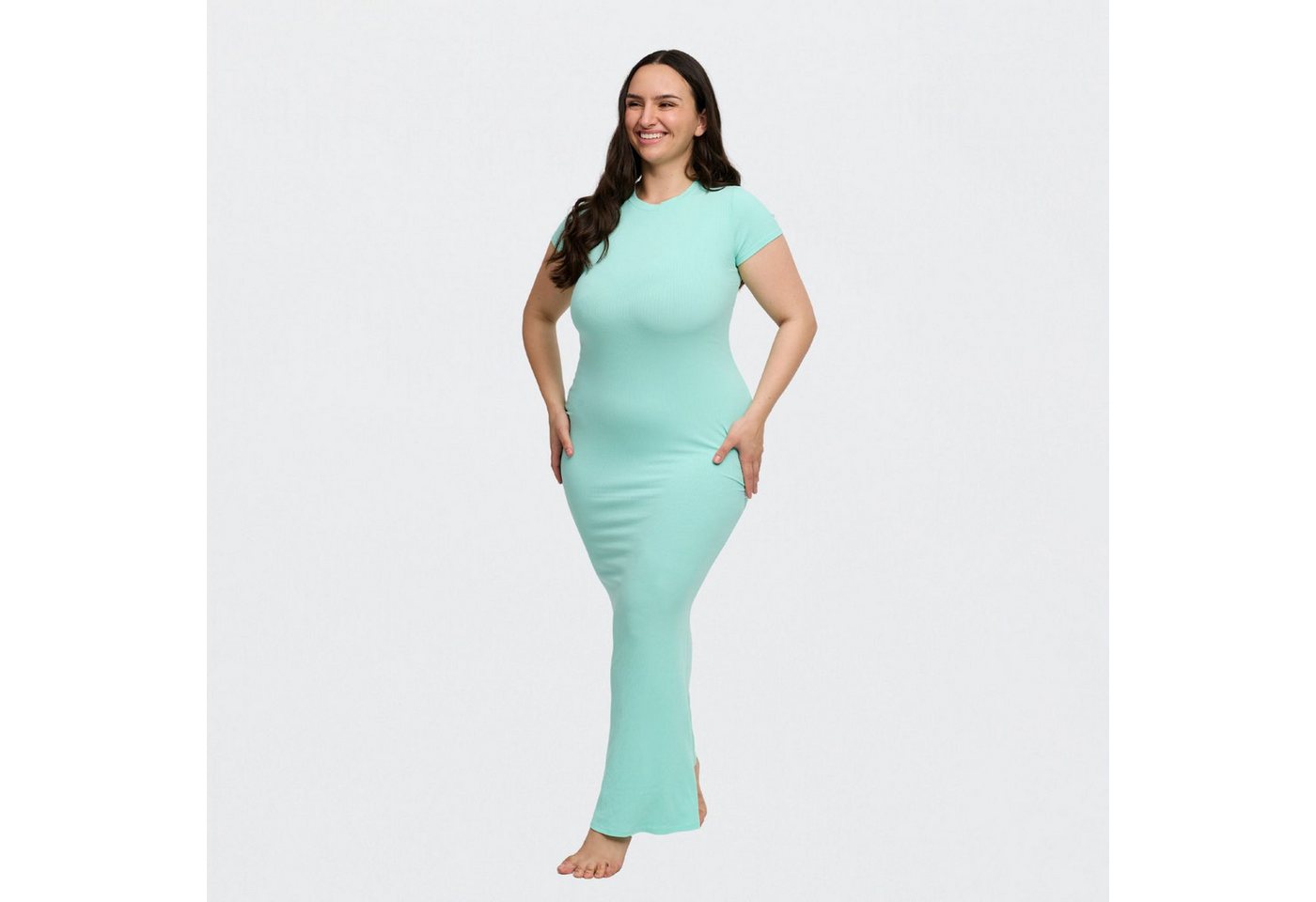 Creamy Fabrics Jerseykleid Ribbed T-Shirt Maxikleid-Mint-XL Creamy Fabrics Jerseykleid Ribbed T-Shirt Maxikleid-Mint-XL von Creamy Fabrics