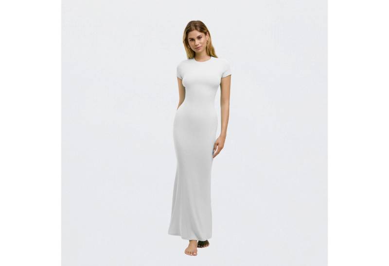 Creamy Fabrics Jerseykleid Ribbed T-Shirt Maxikleid-Snow White-XL (1-tlg) von Creamy Fabrics