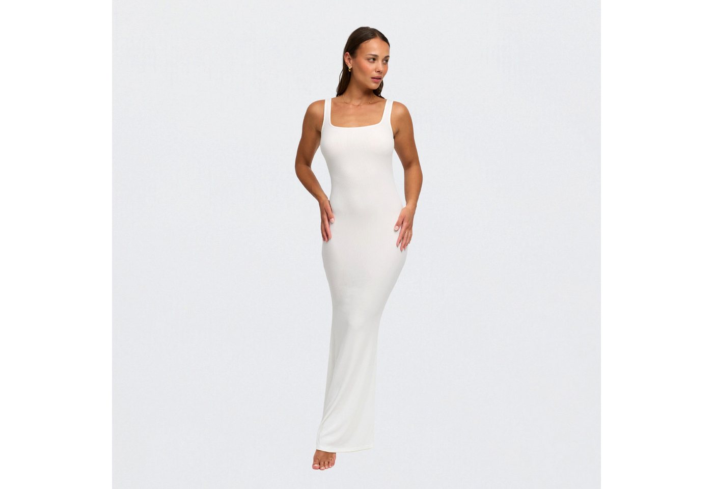 Creamy Fabrics Jerseykleid Ribbed Tank Top Maxikleid-Snow White-3XL (1-tlg) von Creamy Fabrics