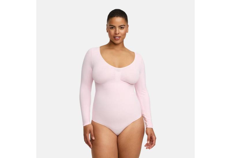 Creamy Fabrics Miederbody Bodysuit Sculpting Shapewear Longsleeve mit Slip-Baby Pink-4XL (1-tlg) Figurformend von Creamy Fabrics