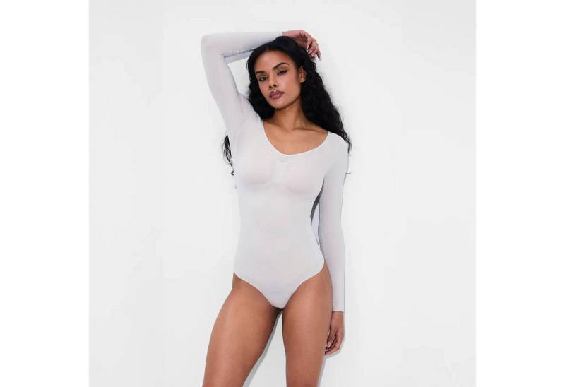 Creamy Fabrics Miederbody Bodysuit Sculpting Shapewear Longsleeve mit String-Light Grey-XL (1-tlg) Figurformend von Creamy Fabrics
