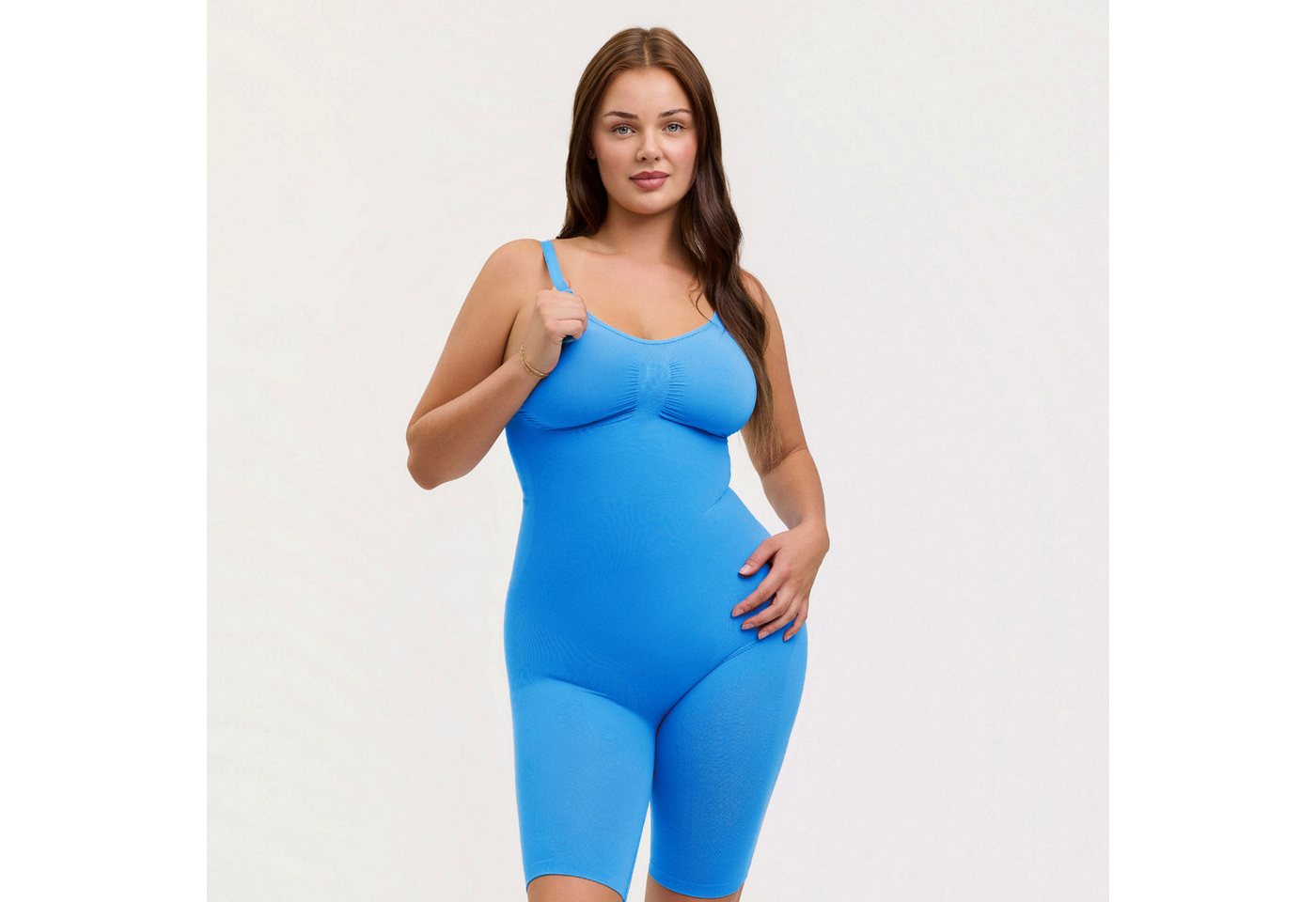 Creamy Fabrics Miederbody Bodysuit Sculpting Shapewear mit Shorts (2)-Silver Lake Blue-2XL (1-tlg) Figurformend von Creamy Fabrics