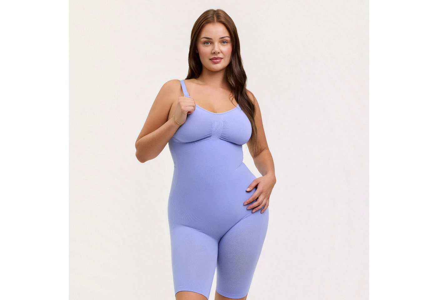 Creamy Fabrics Miederbody Bodysuit Sculpting Shapewear mit Shorts (2)-Soft Violet-S (1-tlg) Figurformend von Creamy Fabrics
