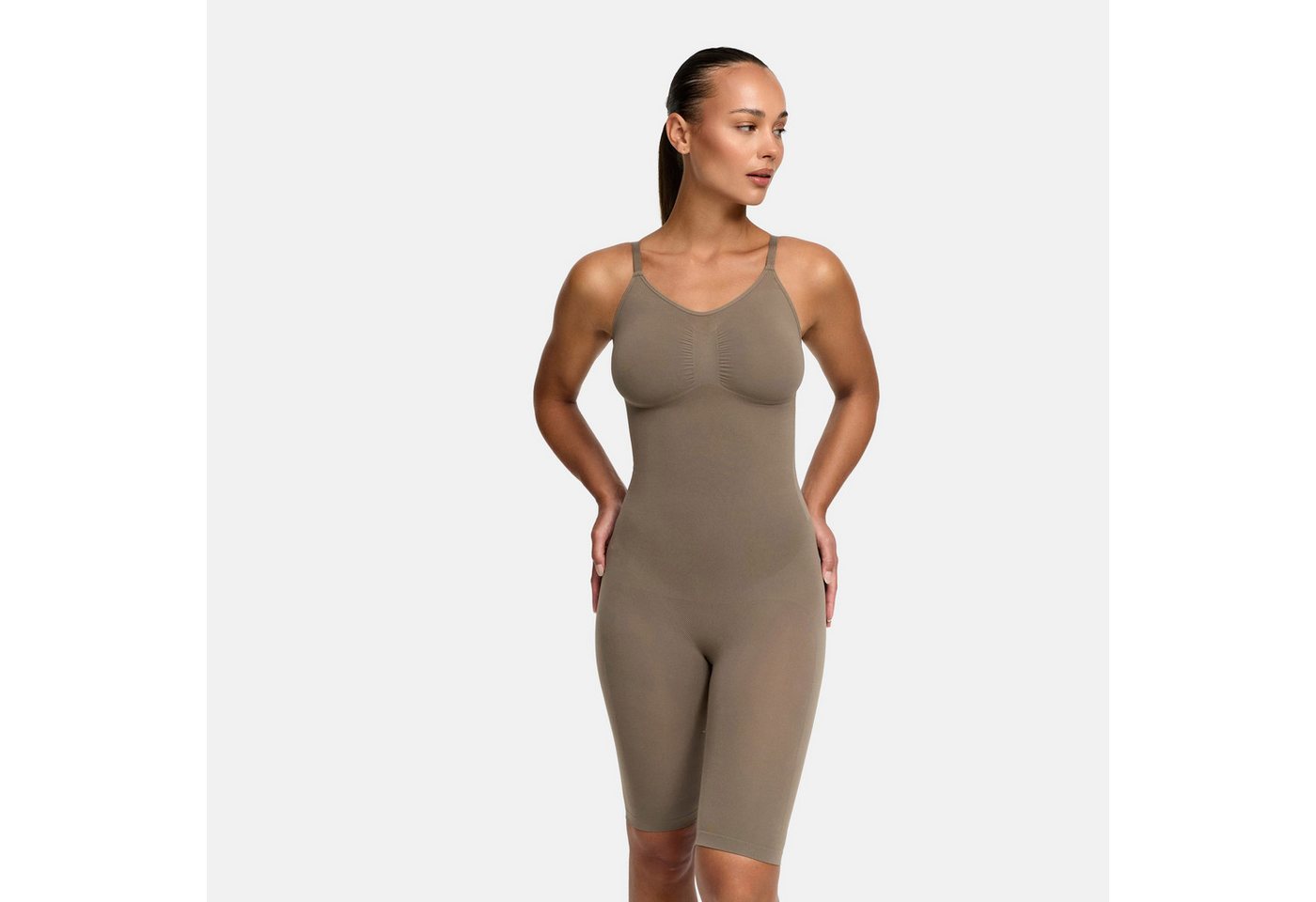 Creamy Fabrics Miederbody Bodysuit Sculpting Shapewear mit Shorts (2)-Taupe-XS (1-tlg) Figurformend von Creamy Fabrics
