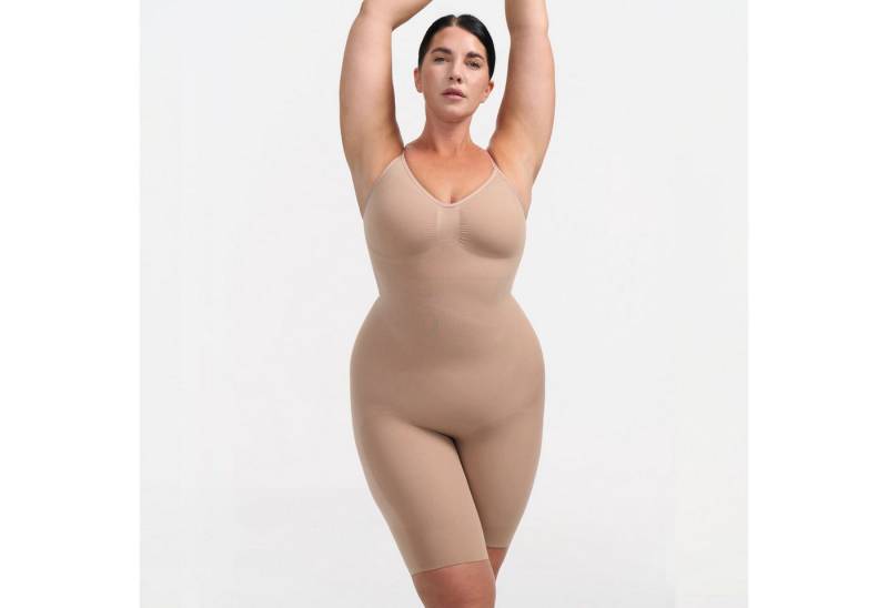 Creamy Fabrics Miederbody Bodysuit Sculpting Shapewear mit Shorts-Beige-4XL (1-tlg) Figurformend von Creamy Fabrics
